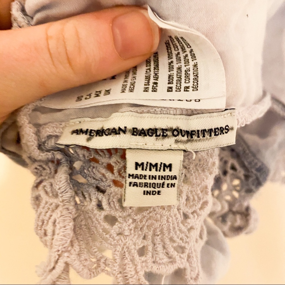 American Eagle Tie Die Halter Top with Crochet Hem - Picture 6 of 6